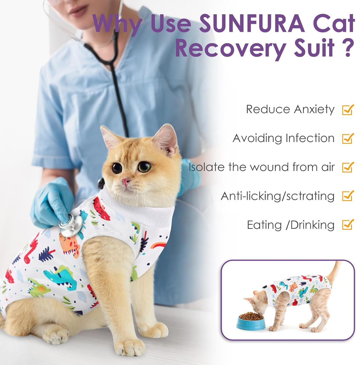 SUNFURA cone alternative bodysuit for post spay abdominal protection