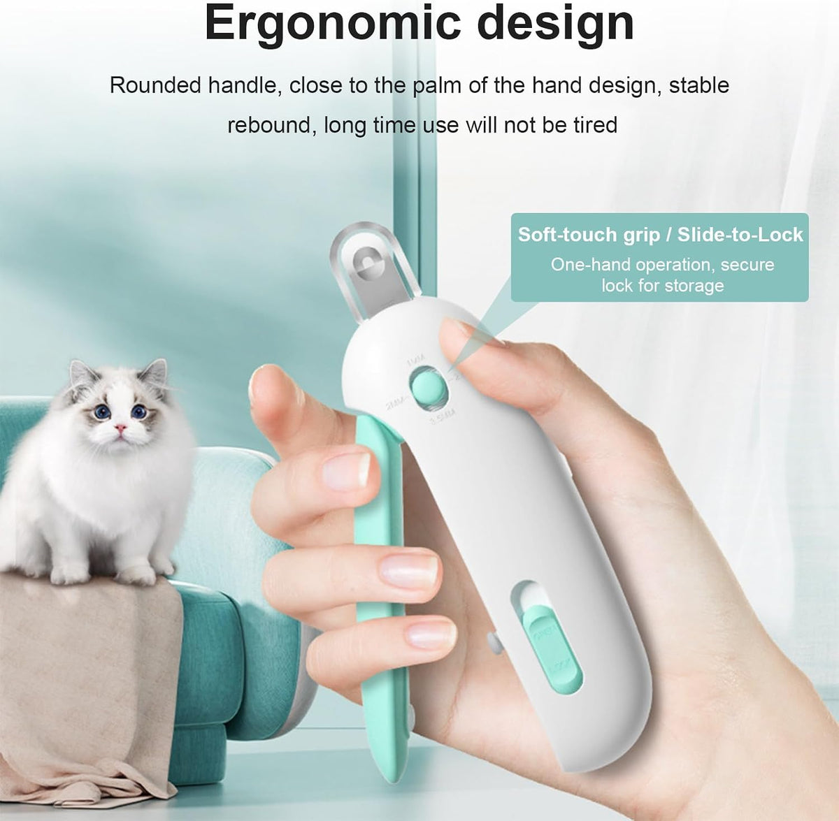 Packaging of authentic USA imported YOOIU cat nail clipper on a white background