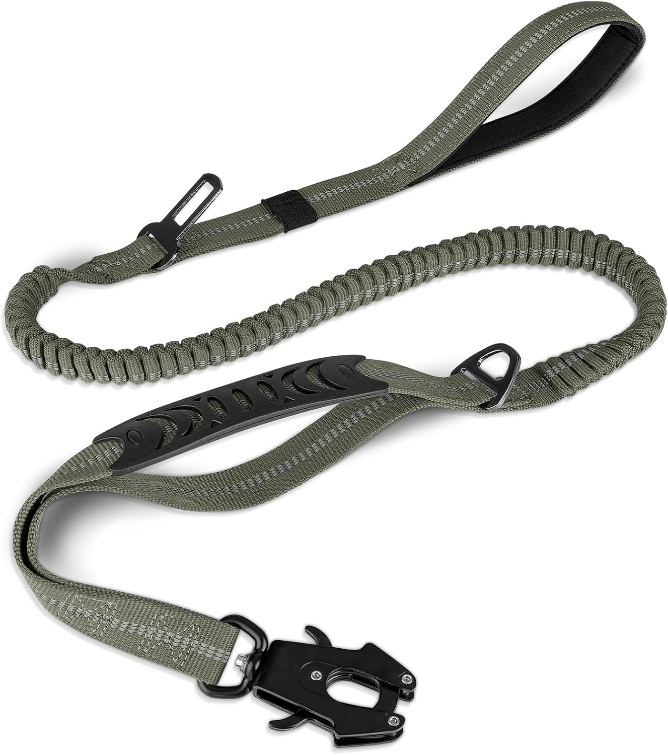 Joytale Tactical Dog Leash Heavy Duty, 4-6FT Shock Absorbing Bungee Lead with 2 Padded Handle, Metal Carabiner Clip, Car Seatbelt, Strong No Pull Leash for Medium Large X-Large Dogs, Black - Image 10