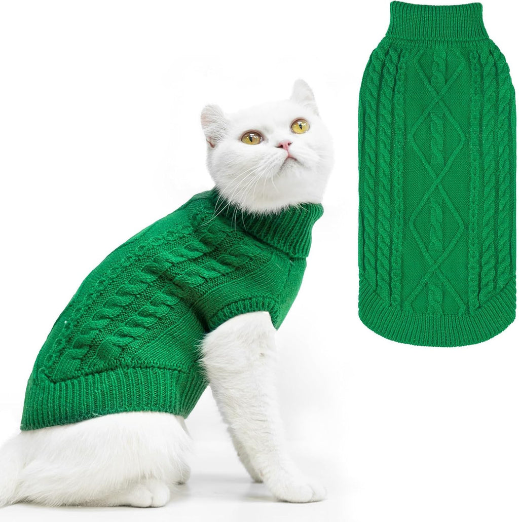 PUPTECK Winter Cat Sweater Coat - Soft Warm Cold Weather Clothes Knitwear for Kittens & Small Dogs Indoor Outdoor Wearing, Knitted Classic for Doggies Kitties Girls Boys, Black, M - Image 10