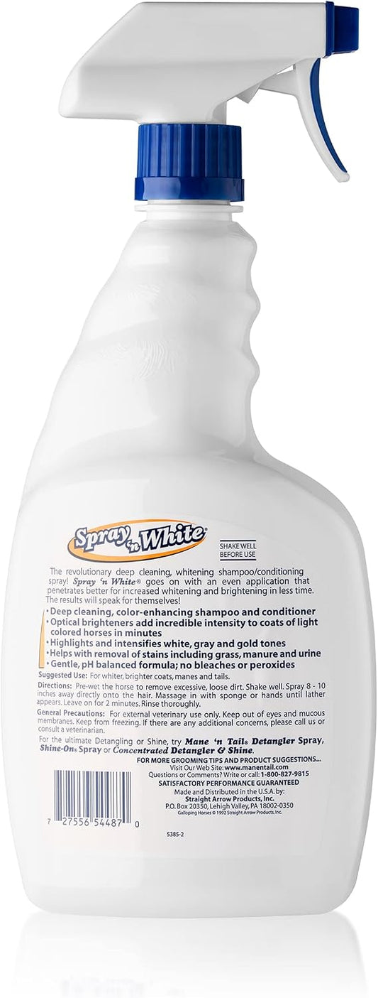 Authentic USA imported Mane 'n Tail blue toning shampoo bottle showing 32 Ounce details.