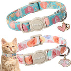 ARING PET 2 Pack Cat Collar-Cute Cotton Cat Collar Breakaway with Bell & Pendant, Adjustable Blue Green Striped Kitten Collars with Safety Buckle for Girl and Boy Pets - Image 15