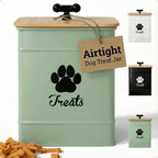 Dog Treat Container Airtight - 6 Inch Wide x 8 Inch Tall Iron Dog Treat Jar for Kitchen Counter with Airtight Bamboo Lid - 12 Cup Capacity Pet Treat Container - Doggie Cookie Jar - Big Treats Canister - Image 11