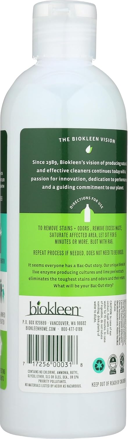 Biokleen Bac-Out 16 Fluid Ounces packaging back label details