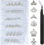 Wokoto 30 piece 3d alloy crown nail charms set front view
