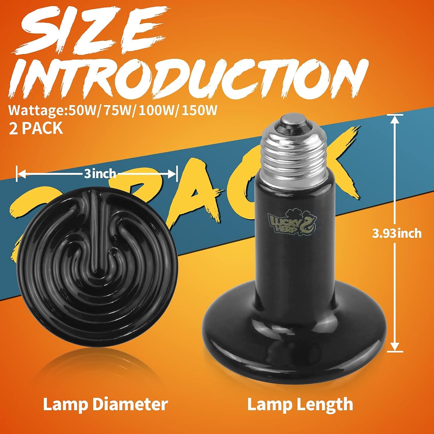 Lucky Herp non light emitting ceramic heat lamp pack of two