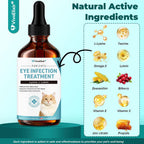 Palatable oral cat eye care drops bottle with mild chicken flavor packaging details