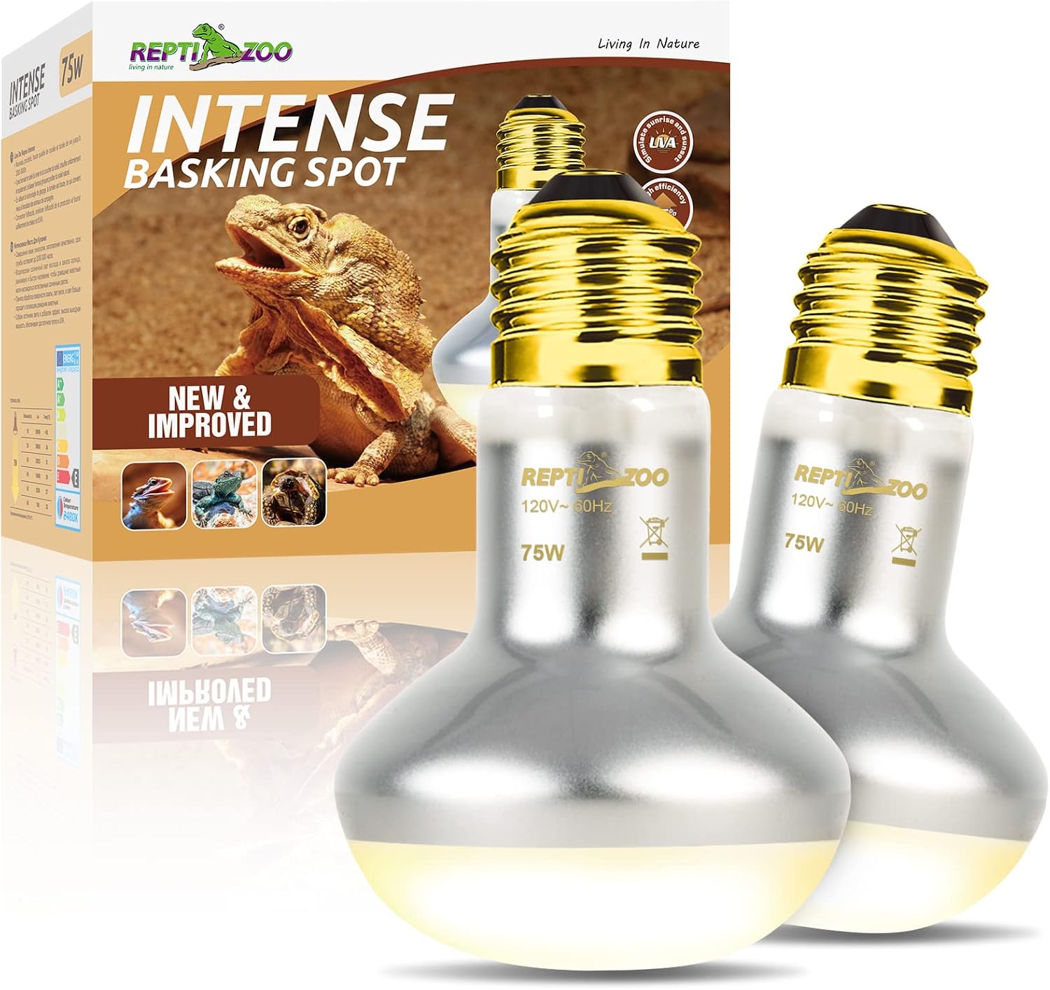 REPTI ZOO 2 Pack Heat Lamp 100W, Intense Basking Spot Simulated Natural Sunlight Heating Lamp Bulb, Heat Emitter UVA Heat Lamp Bulb for Reptile Chickens Pet Brooder - Image 9