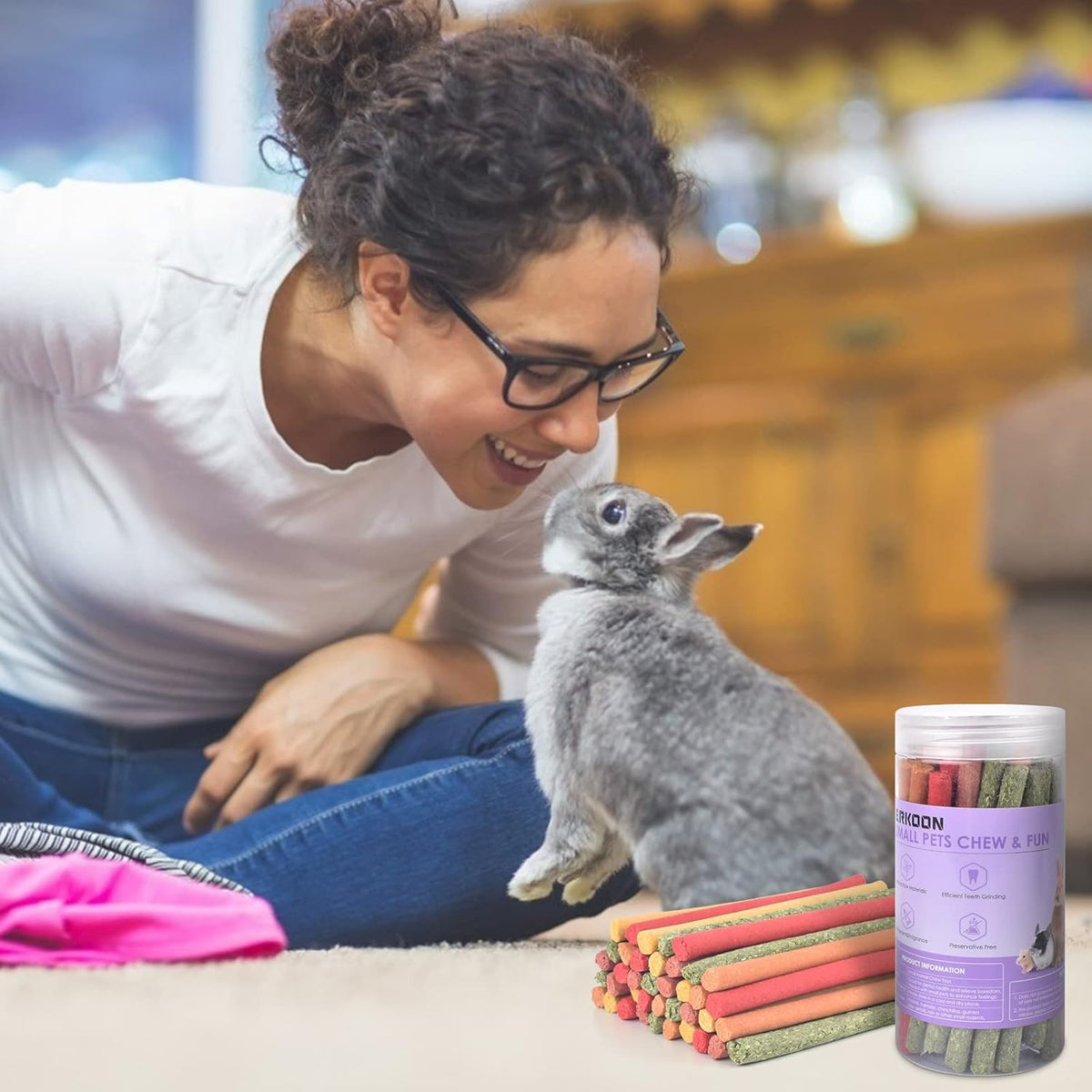 Erkoon rabbit chew toys in five natural colors