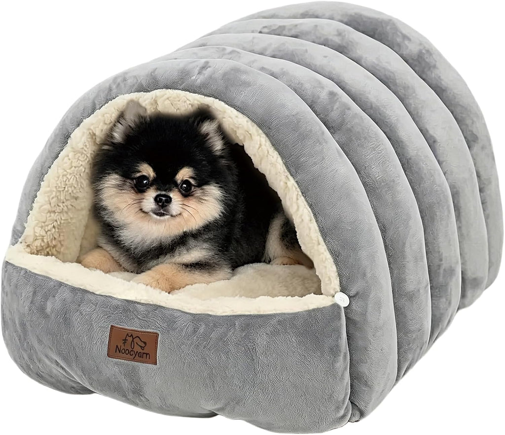 Covered Cat Bed Cave for Indoor Cats, 2-in-1 Enclosed Pet Bed for Small Dogs and Kittens with Zippered Washable Cat Mats, Cat House Bed, Grey - Image 10