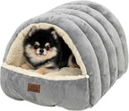 Covered Cat Bed Cave for Indoor Cats, 2-in-1 Enclosed Pet Bed for Small Dogs and Kittens with Zippered Washable Cat Mats, Cat House Bed, Grey - Image 10