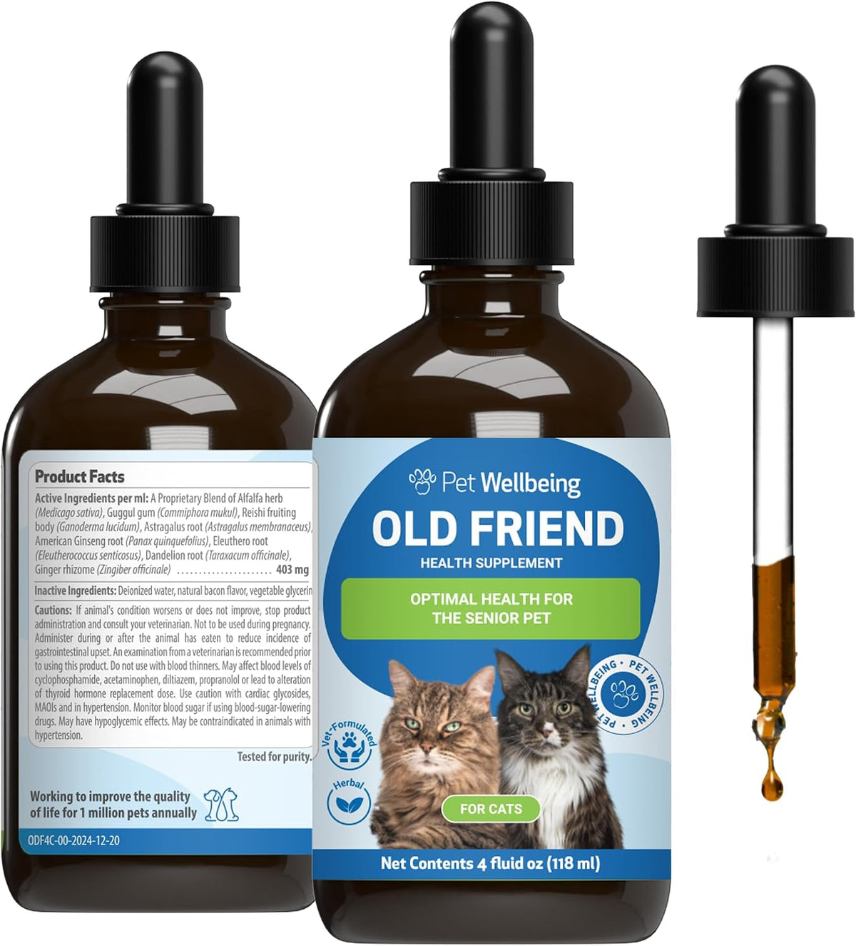 Pet Wellbeing Old Friend for Senior Cats - Supports Immune System Health, Joint Mobility, Healthy Energy Levels, Alfalfa, Reishi - Veterinarian-Formulated Herbal Supplement 2 oz (59 ml) - Image 10
