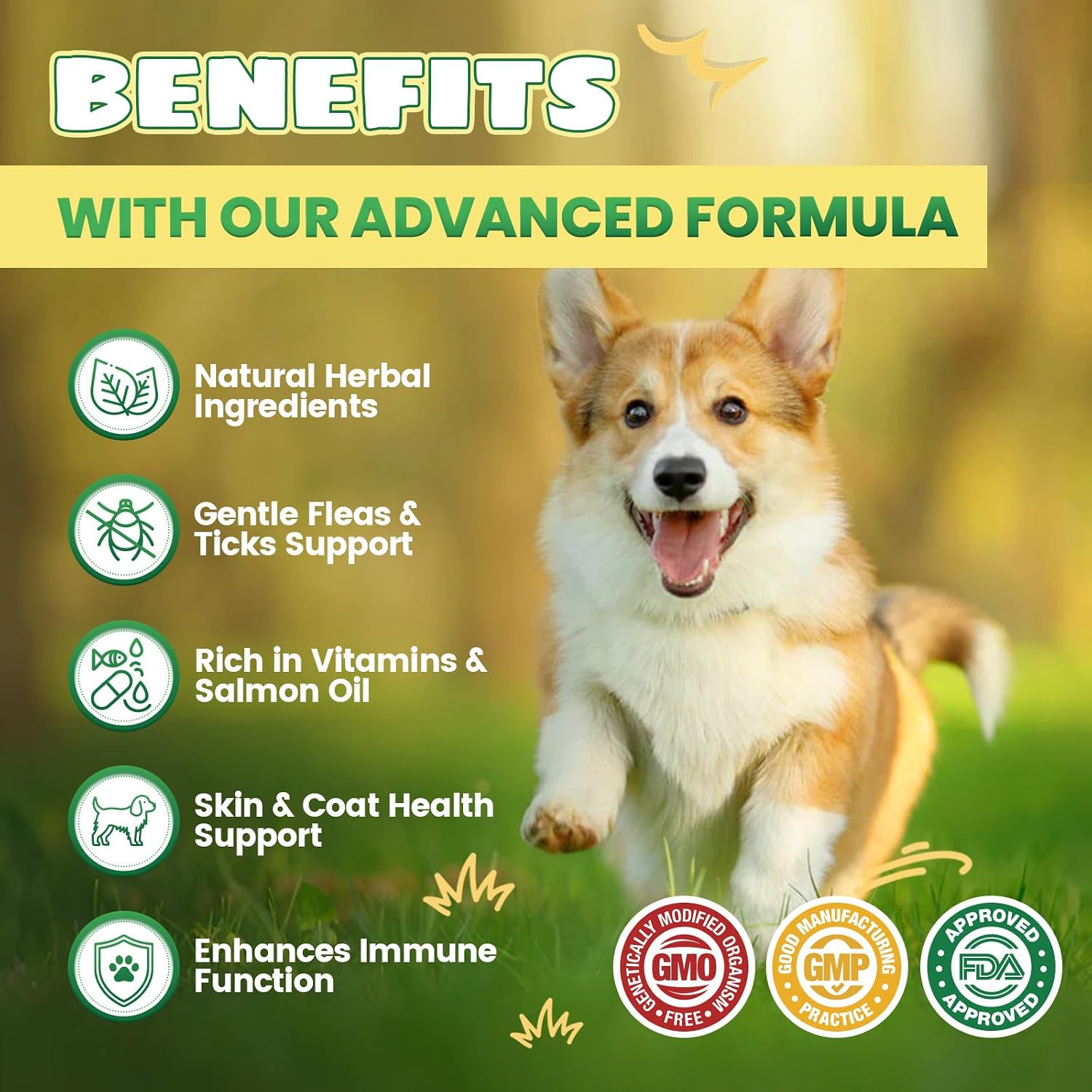 USA imported dog flea protection supplement with fish oil and vitamins.