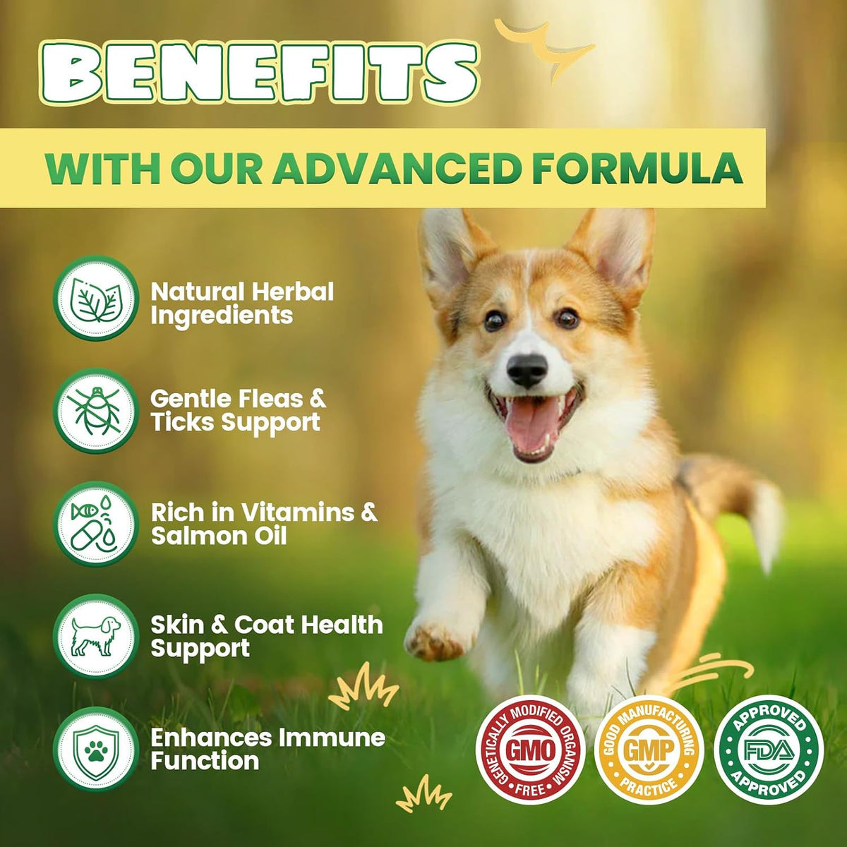 USA imported dog flea protection supplement with fish oil and vitamins.