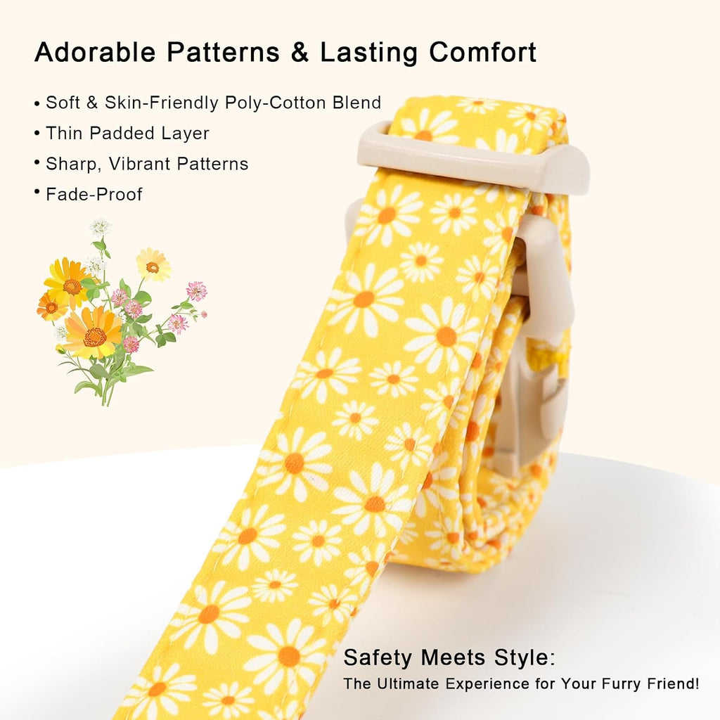 Babole Pet floral collar with matching daisy charm