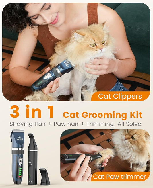 Oneisall low noise blue pet shaver for matted hair close up