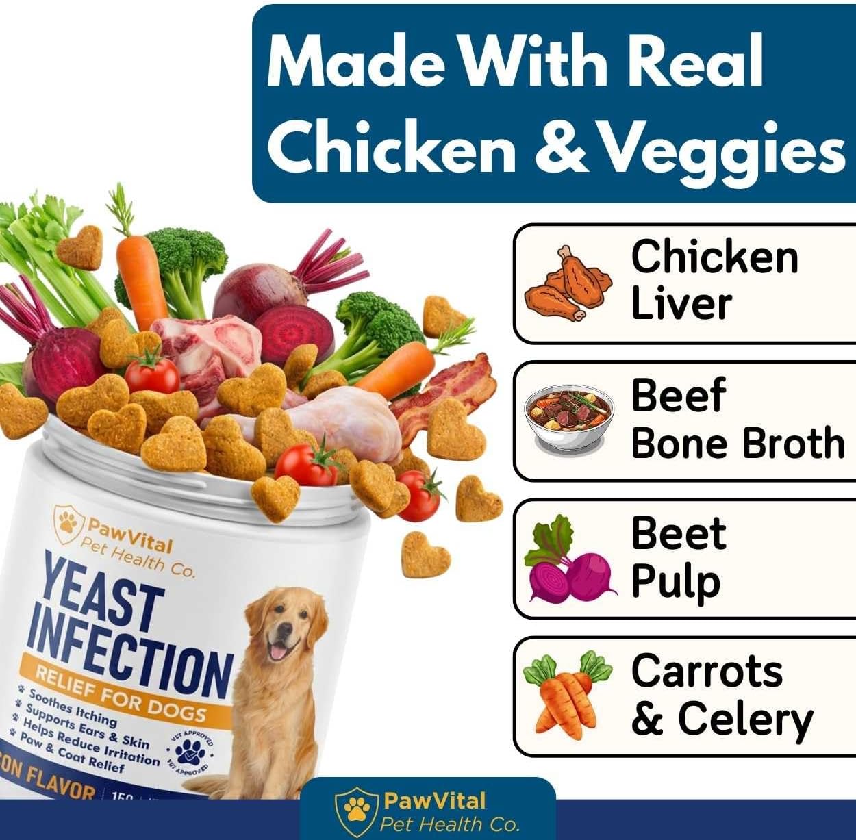 Premium probiotic and herbal blend formula for canine gut and immune health.