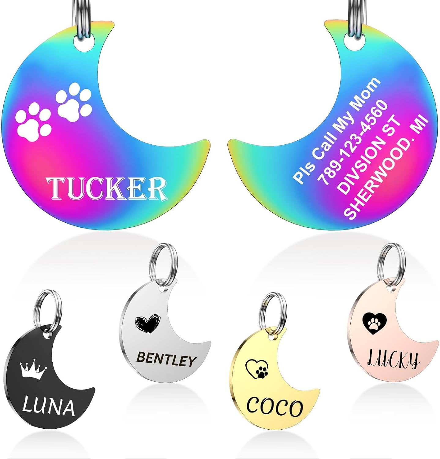 Dog Tags Personalized for Pets - YEHANTI Personalized Dog Tags with Lovely Icons, Durable Stainless Steel Pet ID Tags for Small Large Dogs Cats, Custom Dog Name Tags Engraved on Both Sides (Bone) - Image 11