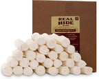Real Hide authentic USA imported premium all natural rawhide dog treats displayed