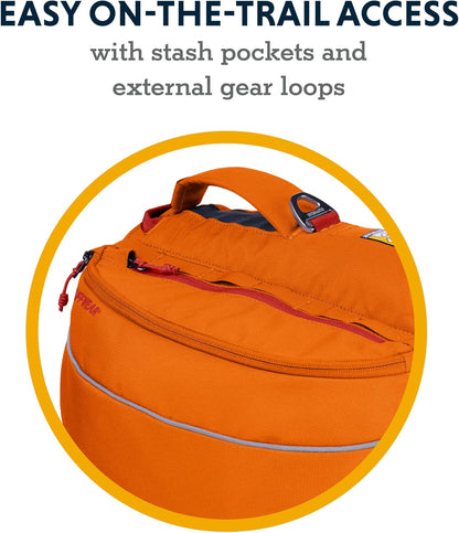 Detailed shot of the radial-cut weight-forward saddlebags showing external gear loops.