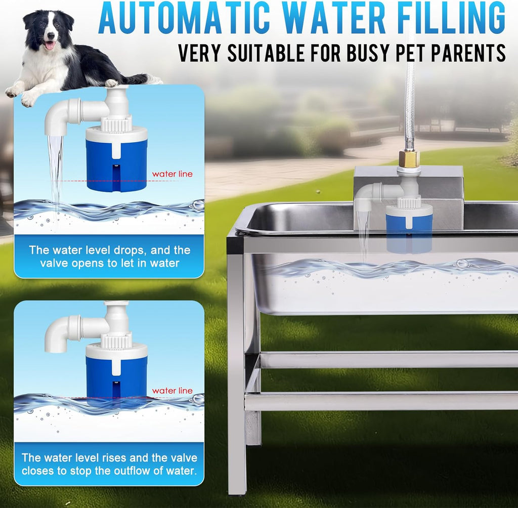 Large breed outdoor dog water dispenser with braided connection hose