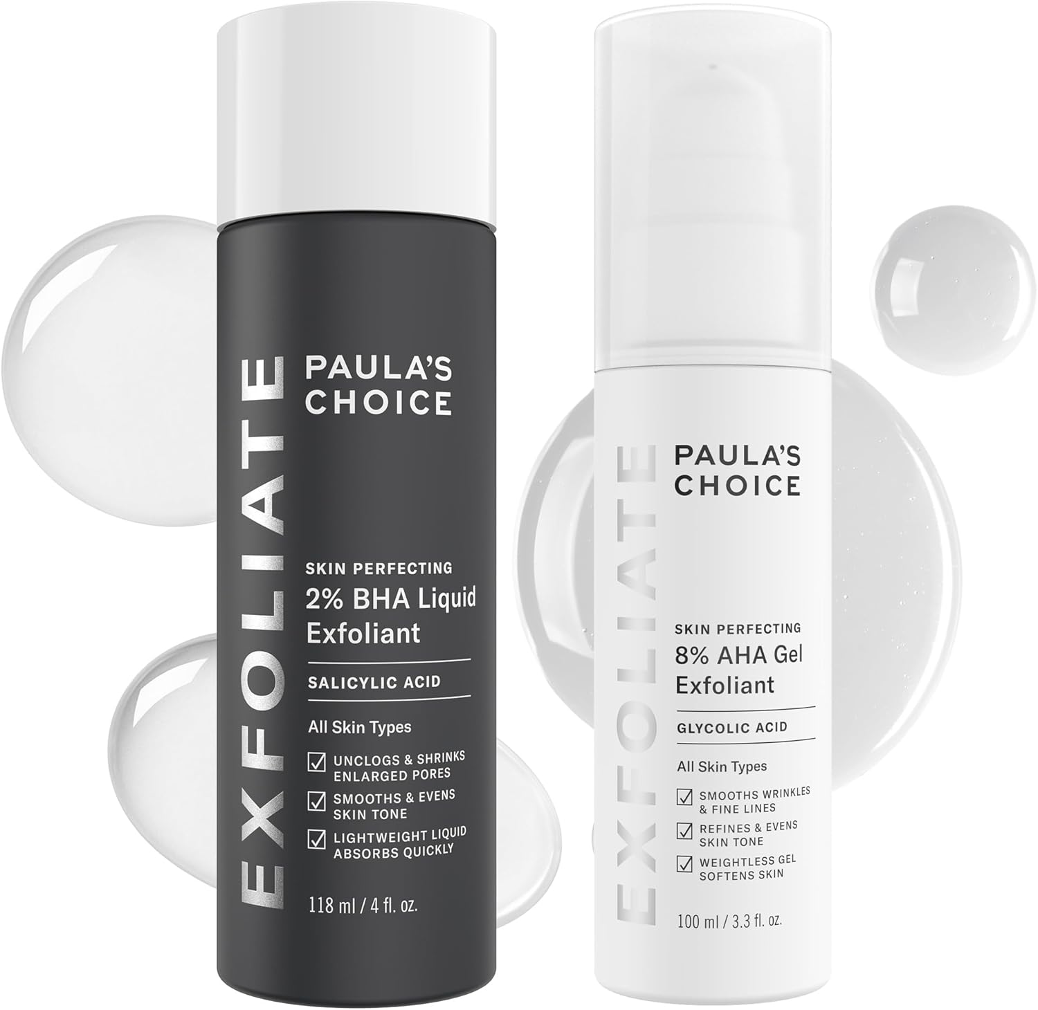 Paula's Choice Skin Perfecting AHA and BHA exfoliant duo front view