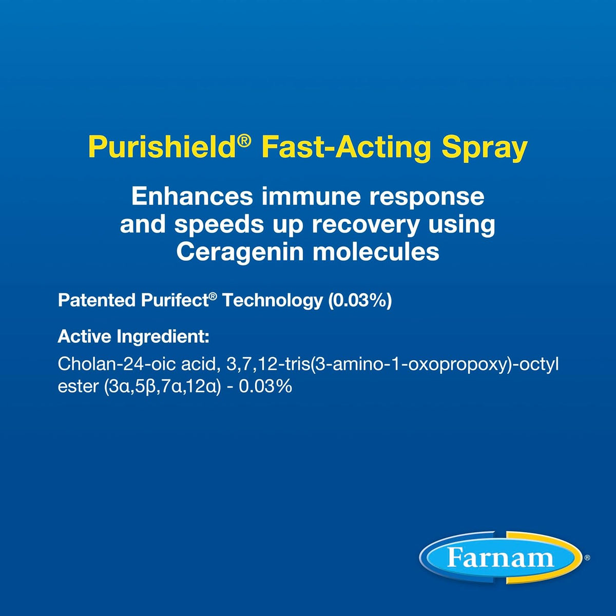 Close up of Farnam Purishield product text on packaging