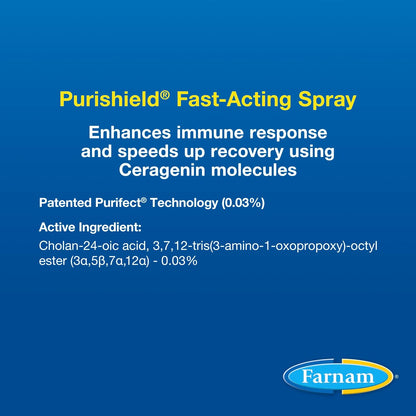 Close up of Farnam Purishield product text on packaging
