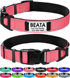 Joytale Personalized Dog Collars with Engraved Name Plate, Silent No Jingle Custom Nylon Collar with Fixed ID Tag, Reflective Soft Neoprene Padded Breathable for Medium Dogs, Hotpink - Image 12