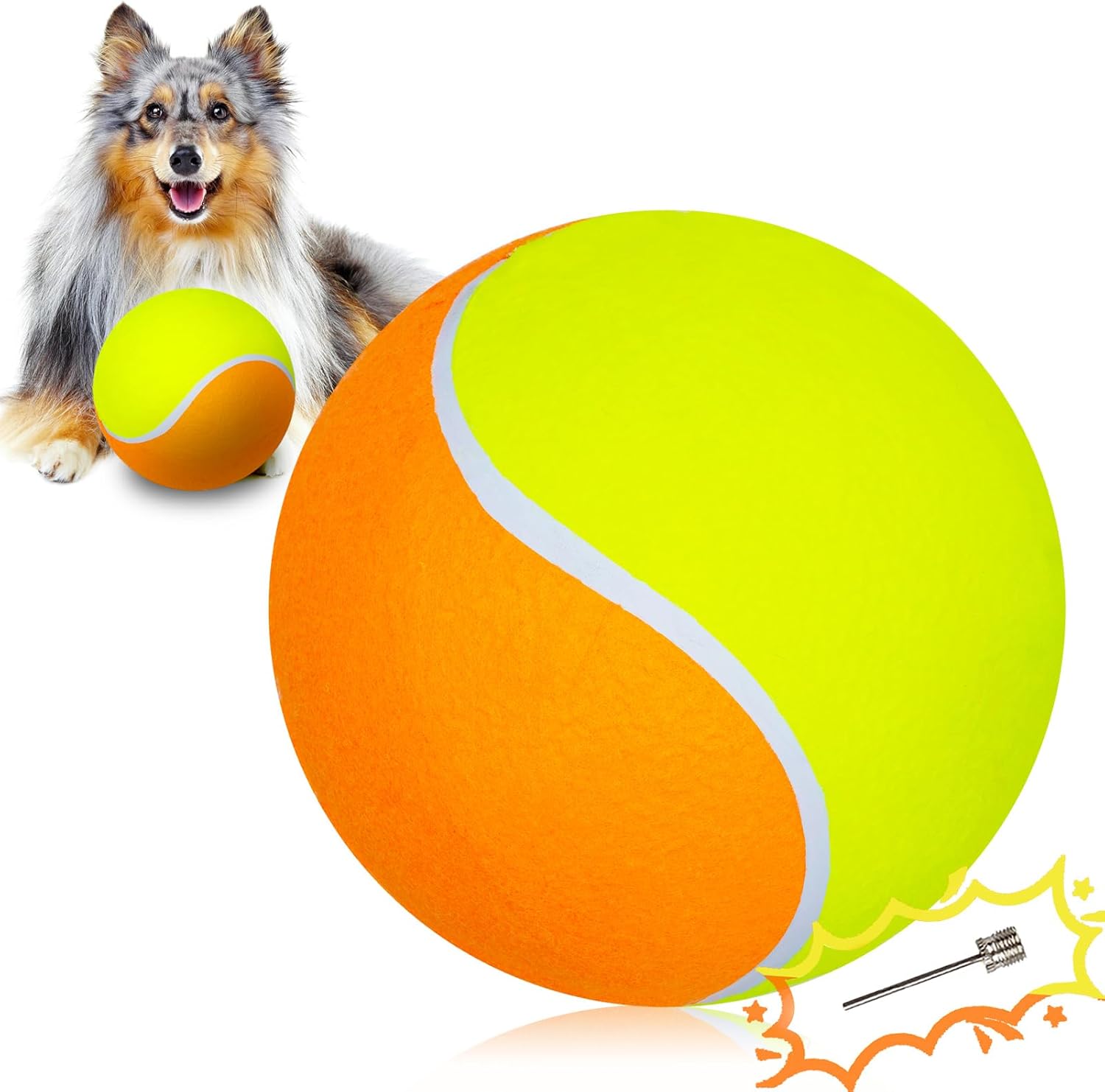 Yellow oversized tennis ball for pet play