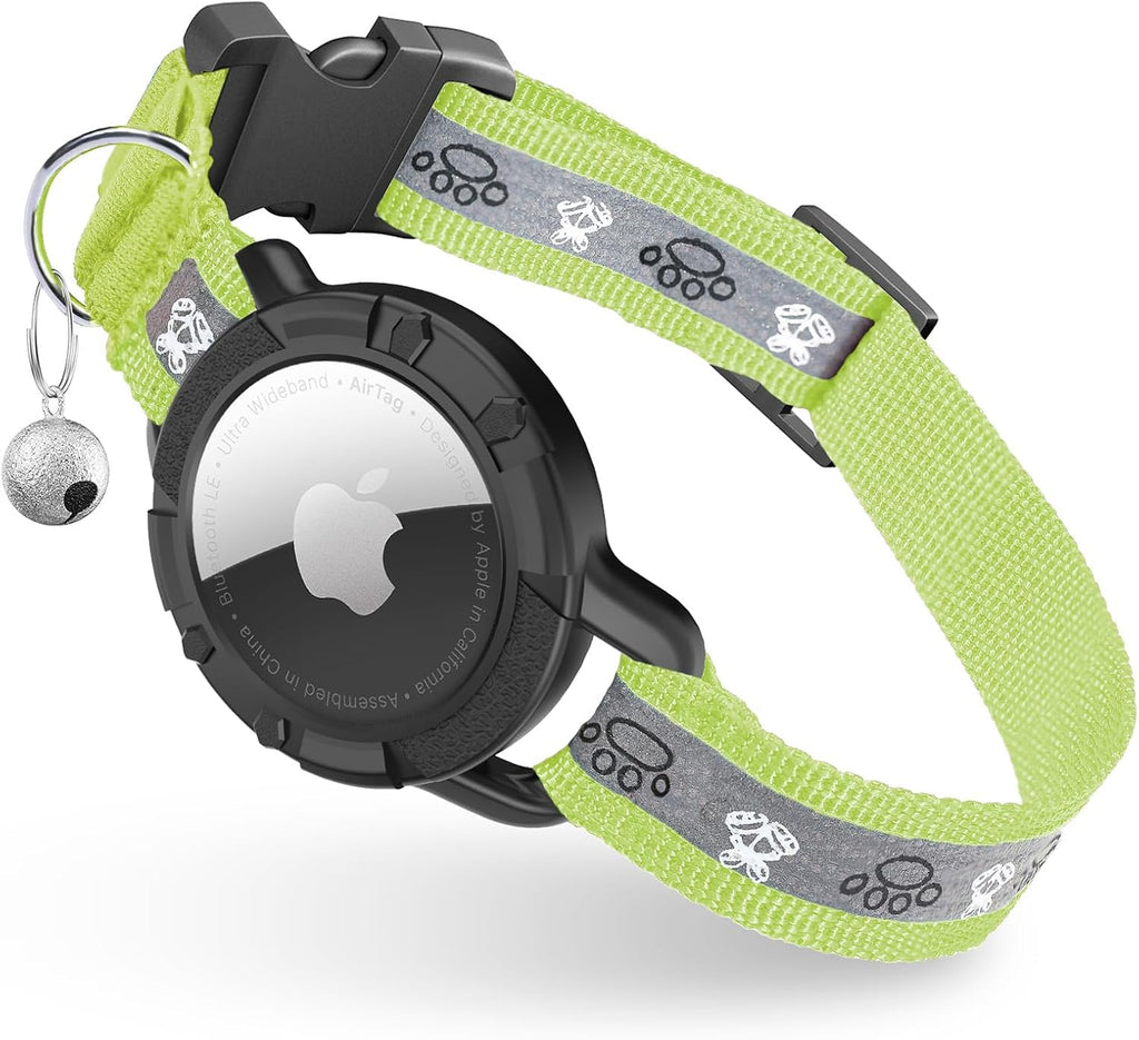 Breakaway AirTag Cat Collar, Reflective Cat Tracker Collar with Air Tag Holder and Bell, Safety Elastic Band Cat GPS Collars for Girl Boy Cats, Kittens and Puppies (Green, 8-13'') - Image 9