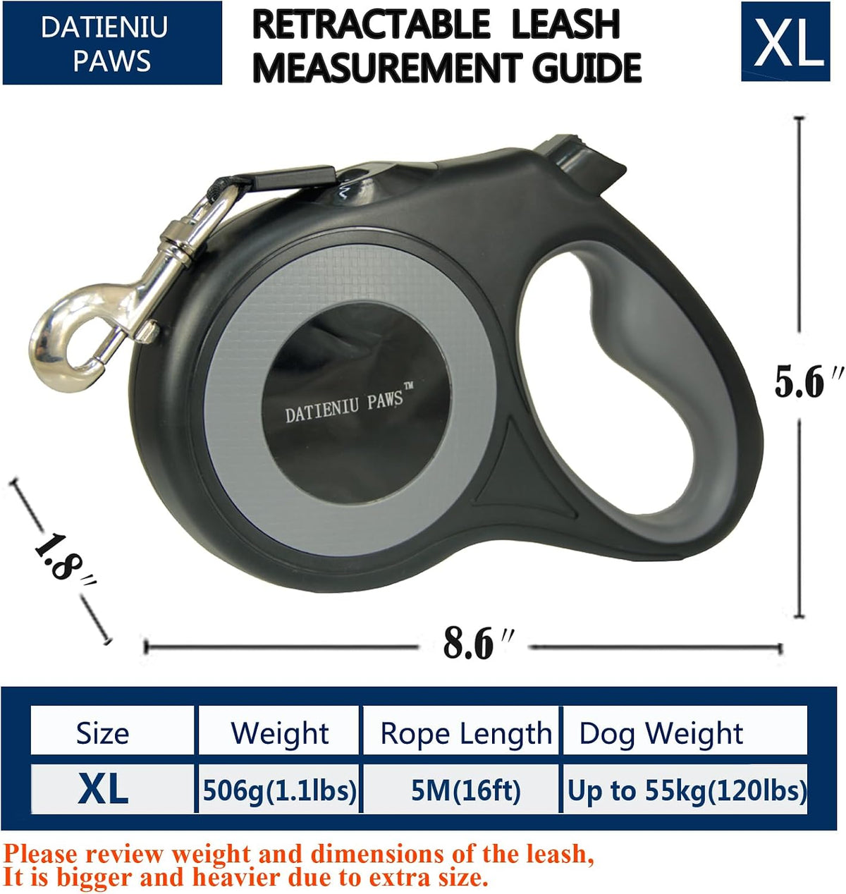 Datieniu Paws ergonomic leash for large breeds