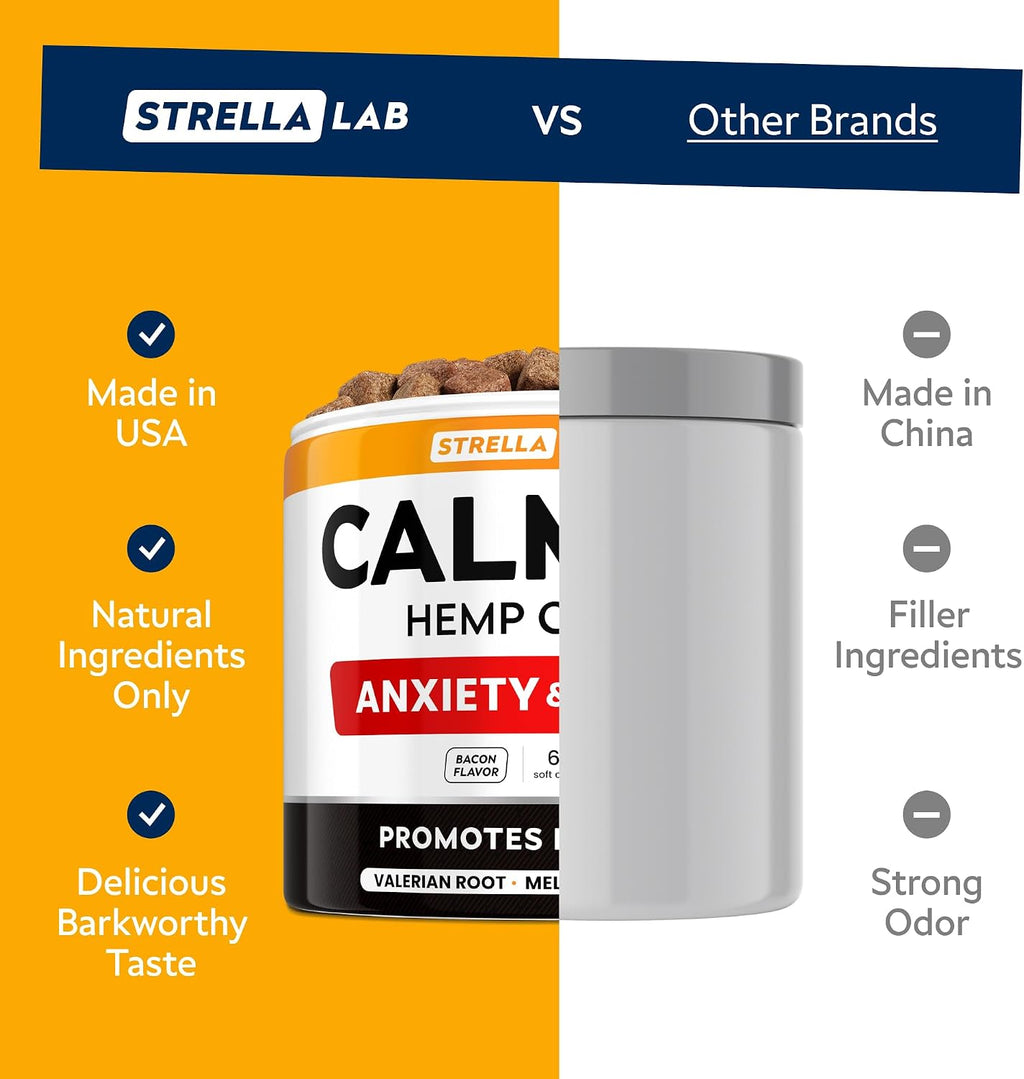Dog calming chews for separation anxiety and storm stress relief