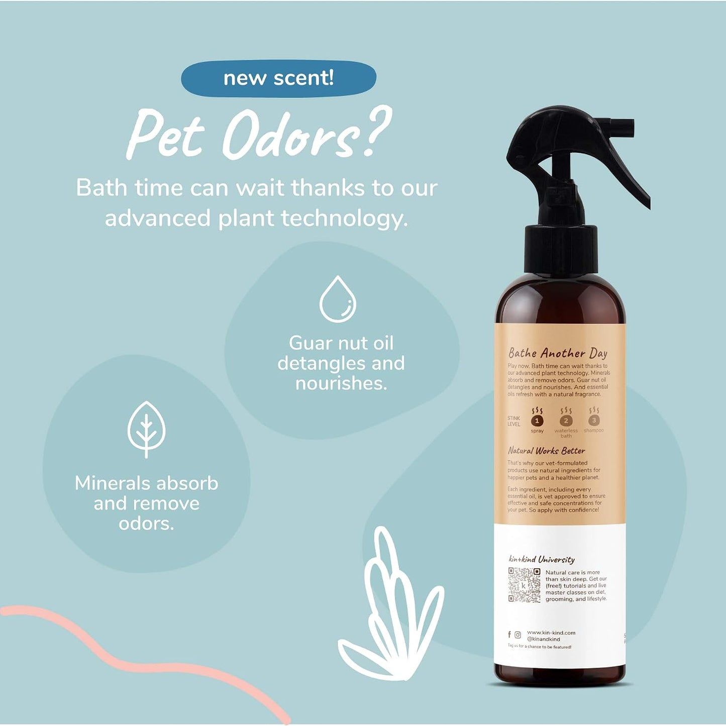 Kin+Kind Almond and Vanilla dog spray packaging