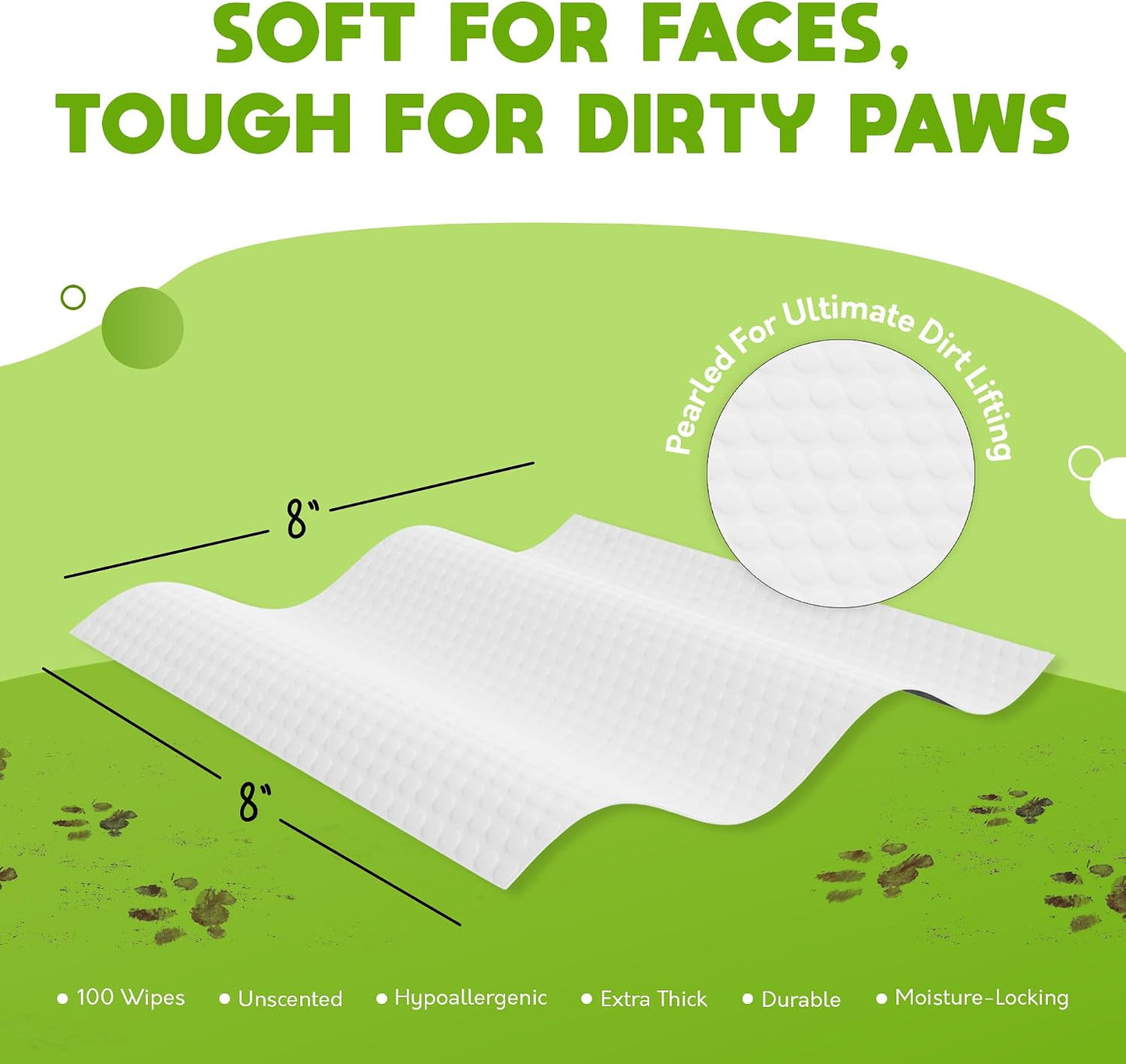 Eco-friendly plastic-free wood-based pet wipes for dander and odor removal.