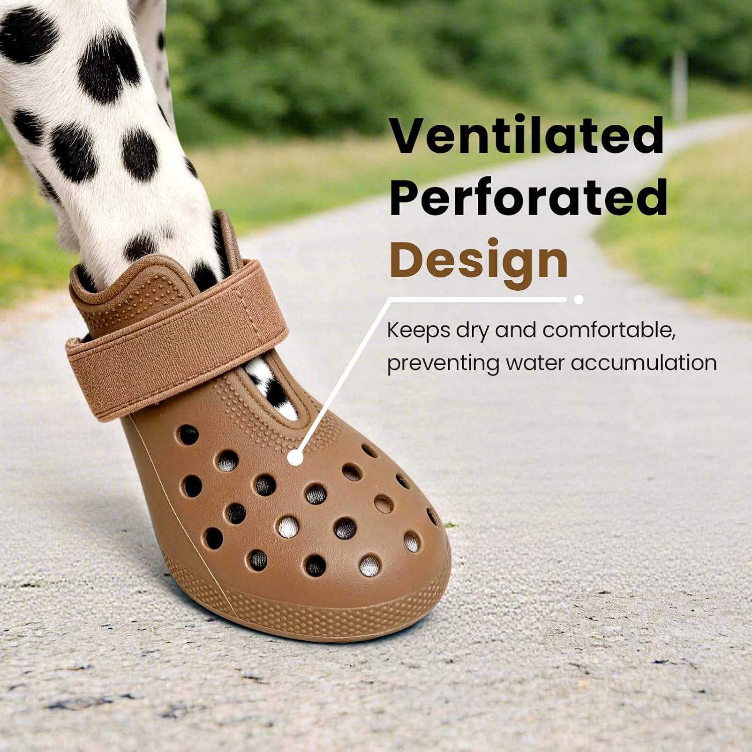 Close up of Hertiendo dog shoe non-slip rubber sole