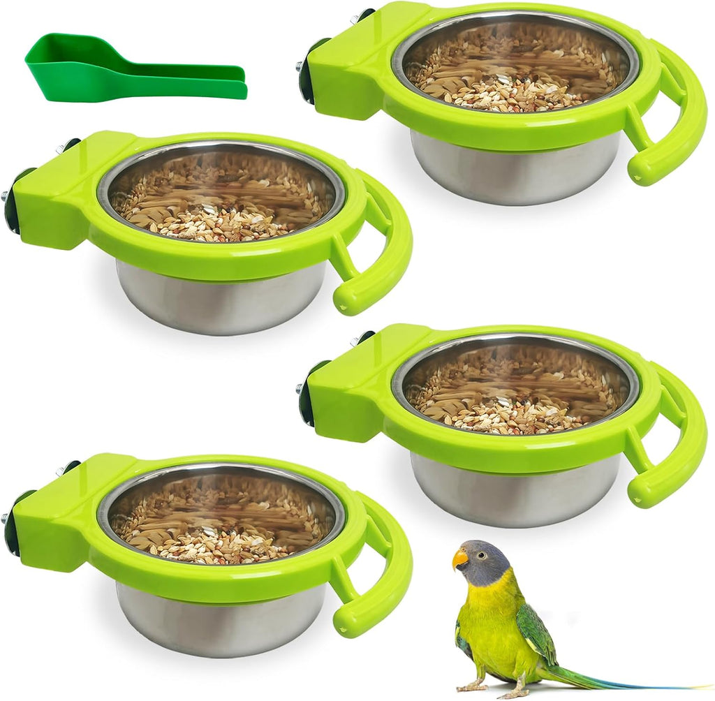 BNOSDM 2 PCS Bird Feeding Dish Cups Perch Stand Hanging Stainless Steel Bird Bowls Food Container Food and Water Bowls with Spoon for Budgie Cockatoo Finch Lovebirds Pigeons (White) - Image 12