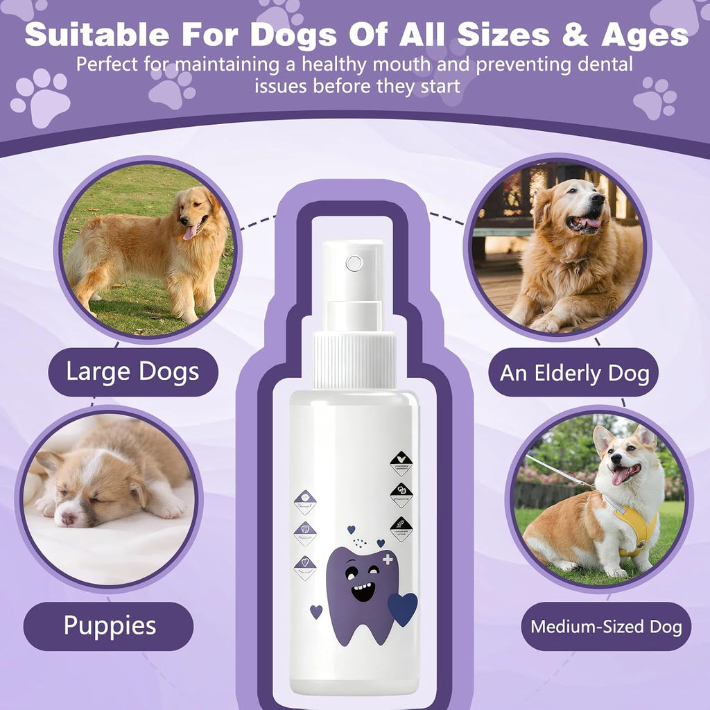 Close up of the natural and gentle formula liquid pet breath freshener bottle.