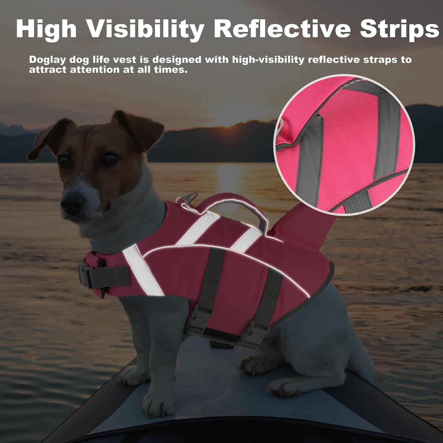 Doglay ripstop pet floating vest highlighting the premium water resistant 600D oxford fabric