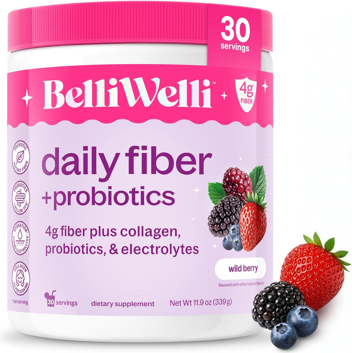 Belli Welli Fiber Supplement Powder with Prebiotics for Digestive Health and GLP-1 Support, Soluble Fiber for Gut Health & Debloat, Keto, Gluten Free, 16 Servings (1 Pack) Strawberry Lemonade - Image 14