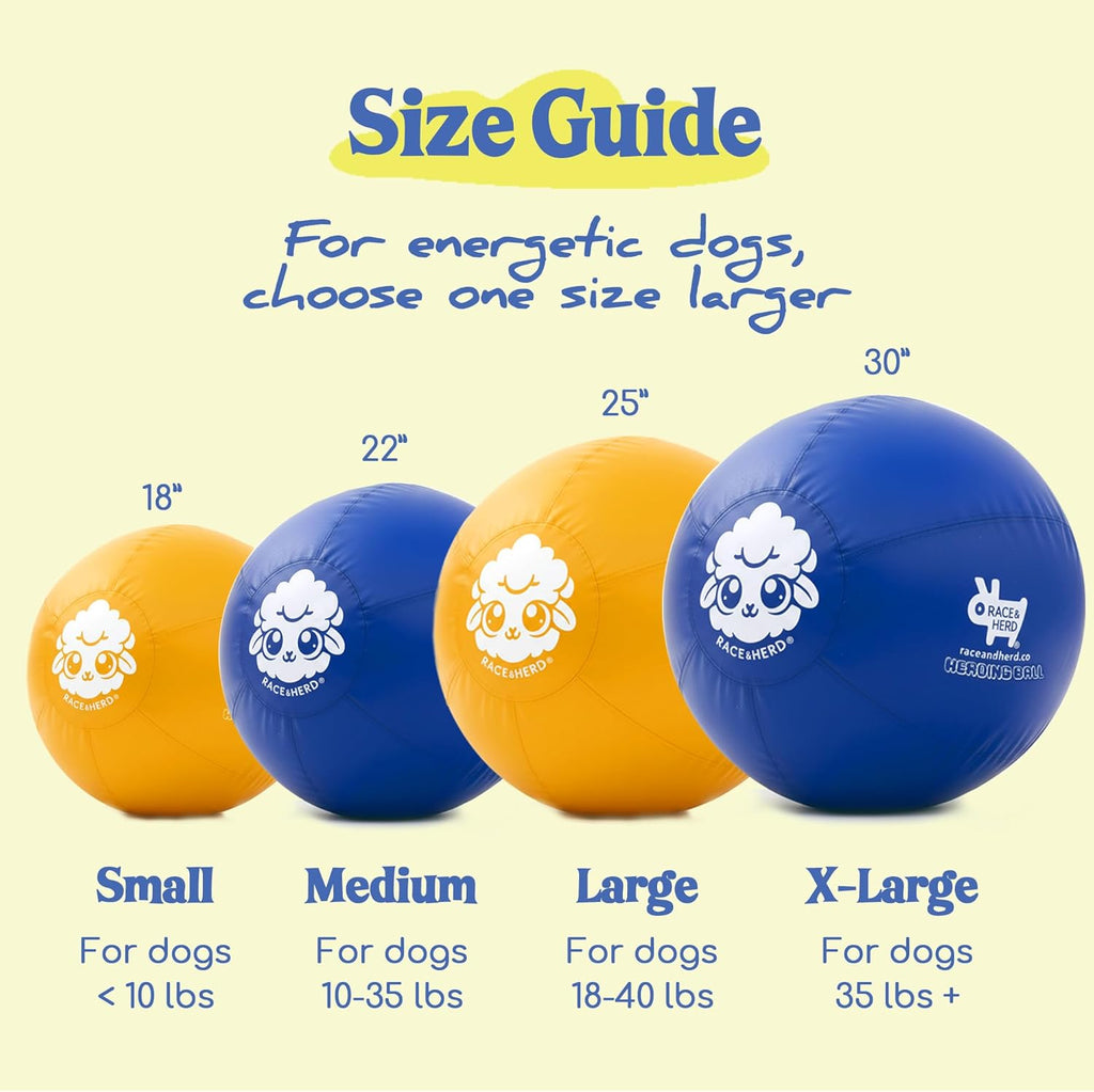Reinforced stitching detail on blue herding ball cover