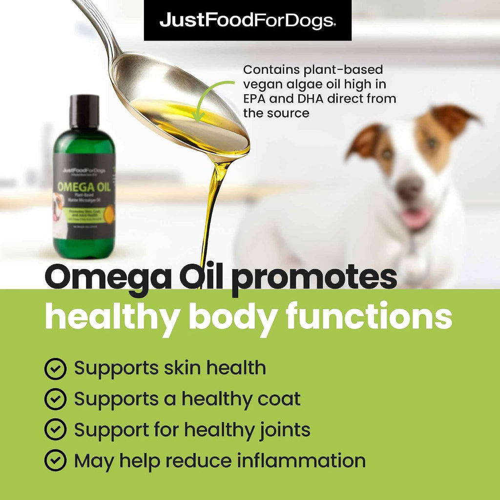 JustFoodForDogs vegan marine microalgae oil for dog joints