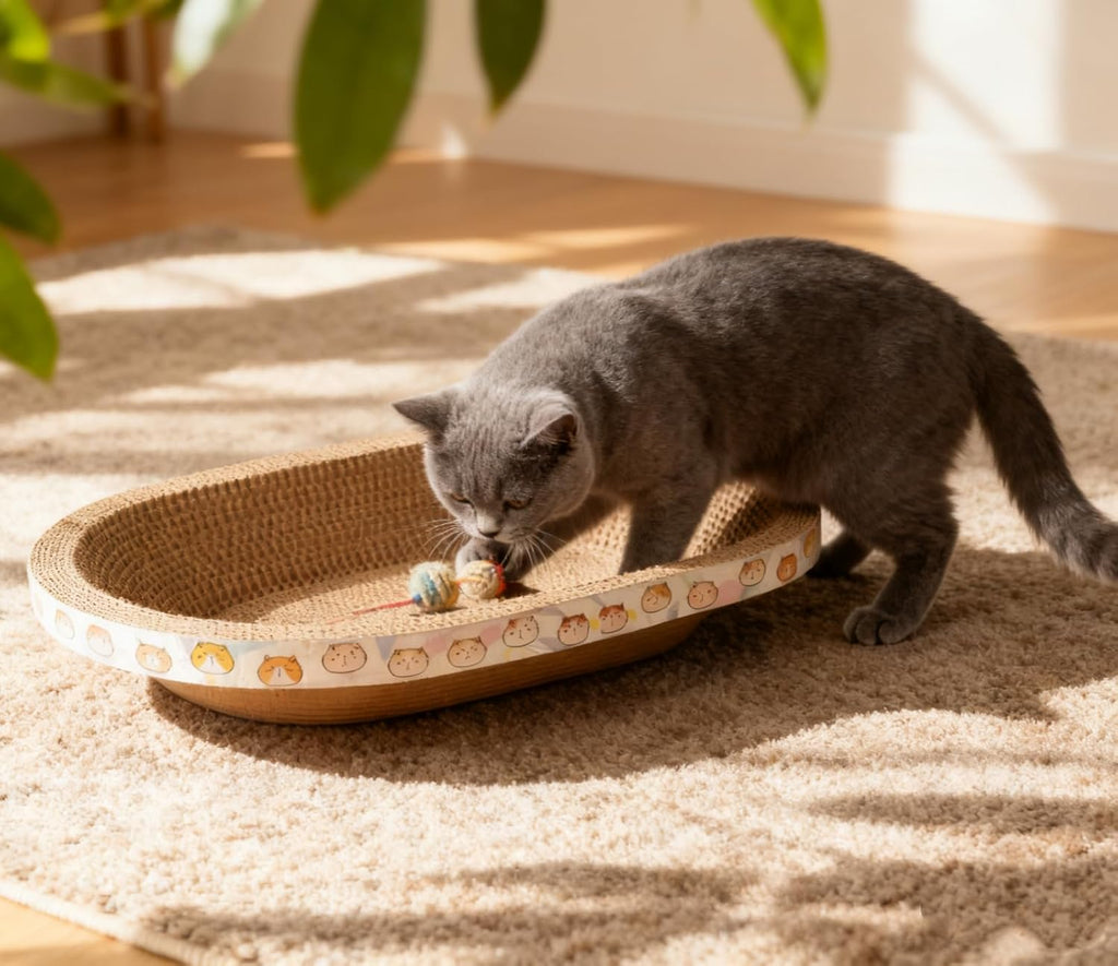 3 Pack Large Cat Scratcher Cardboard, Oval Cat Scratcher Bed Cat Scratch Pad Board Lounge Couch for Indoor Cats Bowl Shaped Cat Scratching Post Nest for Cats Grinding Claw Furniture Protector - Image 9
