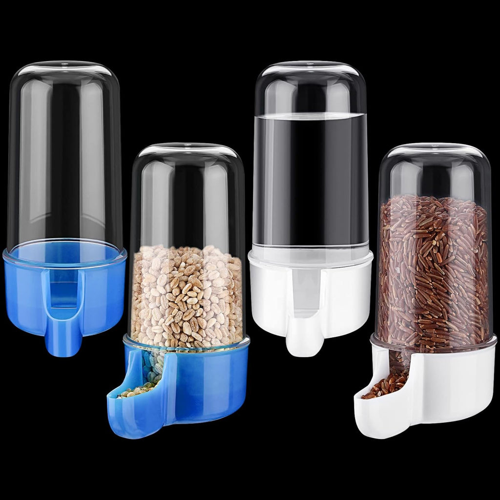 Weewooday automatic bird water feeder front view with classic blue and white design