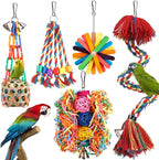 Bird Toys Rope Perch with Bell Colorful Bird Chewing Shredding Foraging Toys Parrot Swing Climbing Standing Hanging Toys Cage Accessories for Conure Cockatiel Budgies Lovebird - Image 1