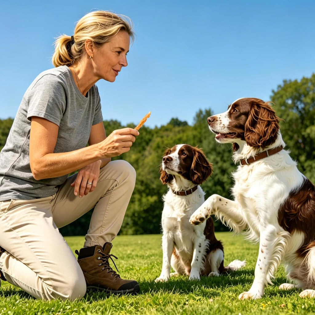 Healthy dog chewing on Jungle Calling protein-rich pet snack