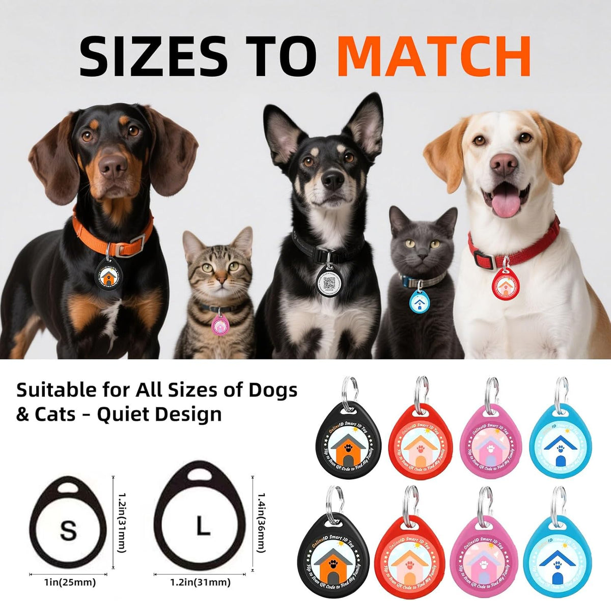 Smart pet ID tag displaying the web browser setup interface on a smartphone screen.