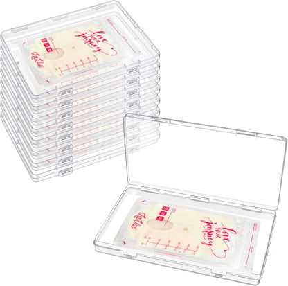 WYSLP 8 piece clear flat breast milk freezer storage organizer set front view