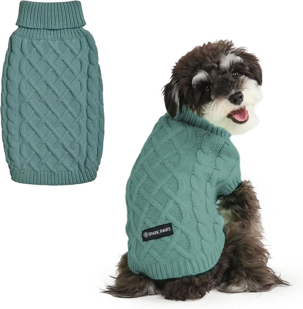 Spark Paws Knit Dog Sweater front view on a French Bulldog