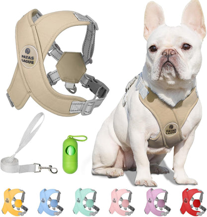 Patas Lague Dog Harness with Leash Set Adjustable Soft Padded Step-in Dog Vest No Choke No Pull Reflective for Small Medium Pets with Poop Bags and Dispenser, Solid and No-chew, Pink M - Image 11